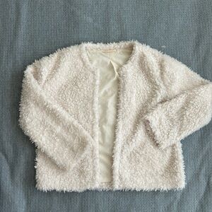 American Threads Cream Fuzzy Cardigan